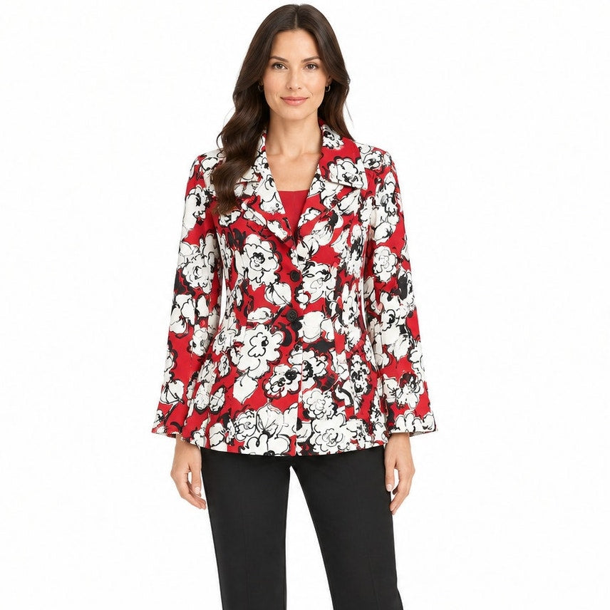 S.L.B Long Sleeve Button Up Shirt Top Blouse Floral Print Vintage 1X