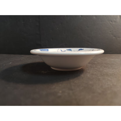 Vintage 4.5" Blue And White Porcelain Miniature Bowl Floral Trinket Dish Taiwan