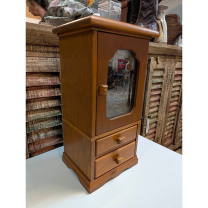 Vintage '84 Handmade Signed Wooden Jewelry Box Cabinet Armoire Amazing Craftsman