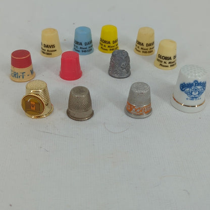 Lot of 12 Vintage And Modern Thimbles Advertising Souvenir Metal Cabbage Patch