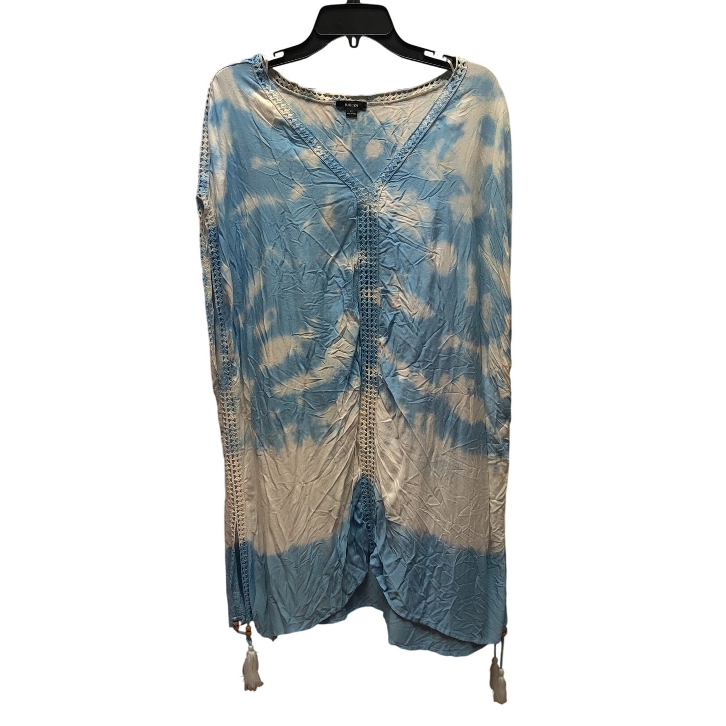 Raviya Blue & White Tie-Dye Swim Cover-Up Dress Extra Large Travel Resortwear