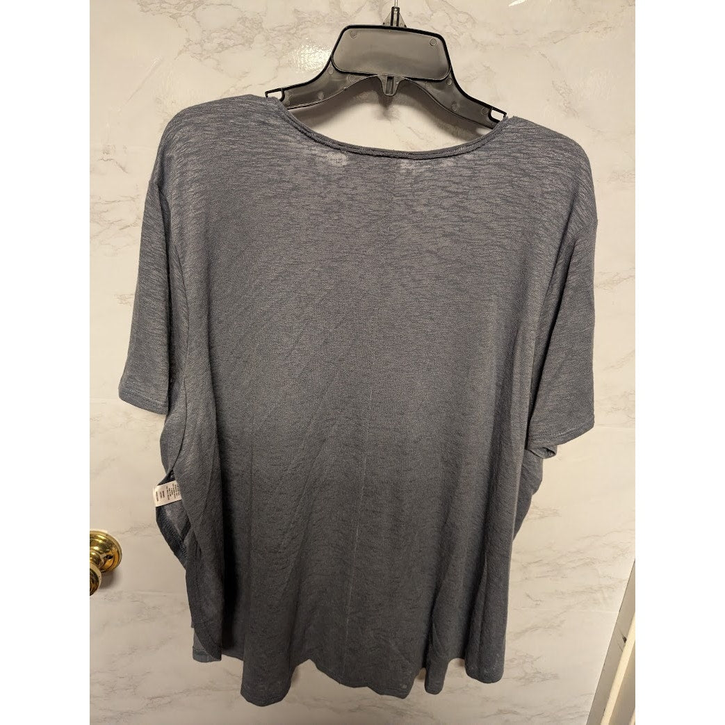 Melrose Market Size 3X scoop neck Grey Grisaille short sleeve top shirt blouse