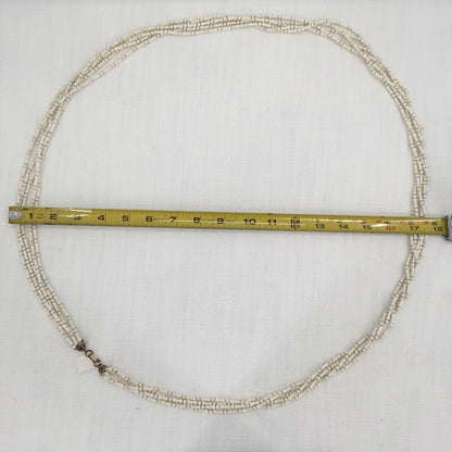 Vintage Fashion Necklace White Multi Strand Long round beads Hourglass shape