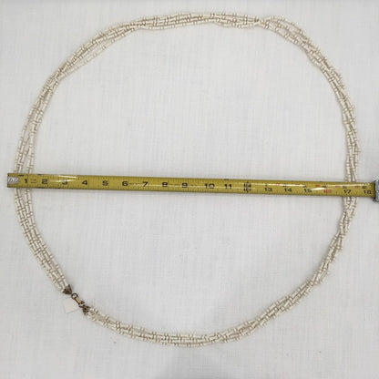 Vintage Fashion Necklace White Multi Strand Long round beads Hourglass shape
