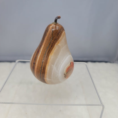 Ten Thousand Villages Onyx Pear with Copper Stem Paperweight Figure Carving