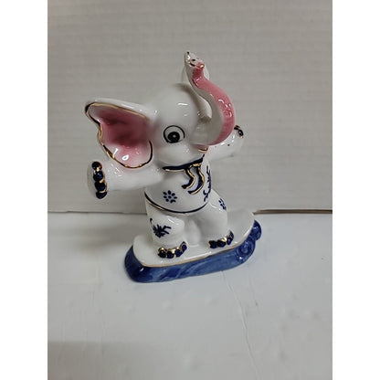 VINTAGE HAND PAINTED PORCELAIN ELEPHANT KARATE Surfer COIN PIGGY BANK BABY GIFT