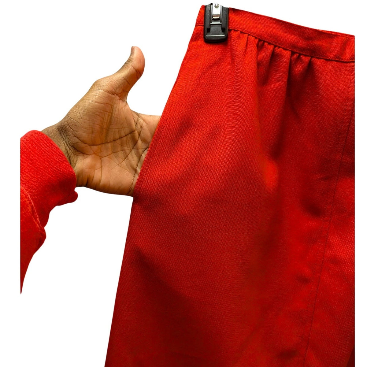 Vintage JG Hook Red Wool Midi Pencil Skirt Size 8 Dark Academia Lightly Pleated