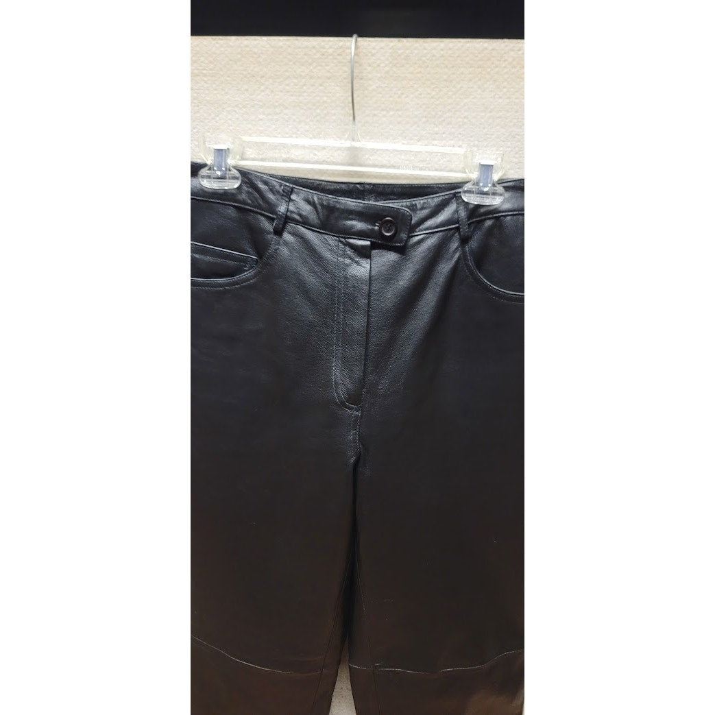 Lew Magram Size 10 Vintage Black Leather Pants fully lined 80s glam rock roll