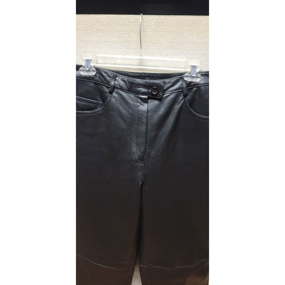 Lew Magram Size 10 Vintage Black Leather Pants fully lined 80s glam rock roll