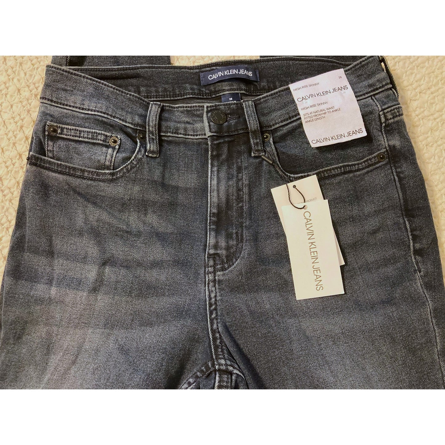 Calvin Klein Women's High Rise Skinny Ankle Length Jeans Size 29 Black/gray NWT