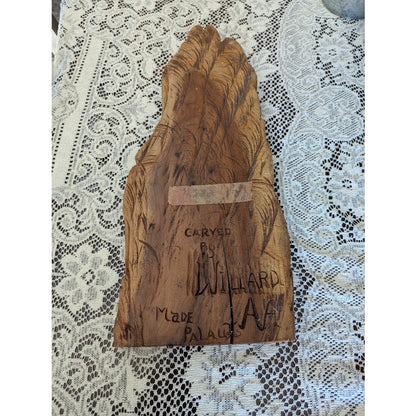 Antique Palauan Storyboard Hand Carved Wood Relief Folk Art Signed Willard Deocr