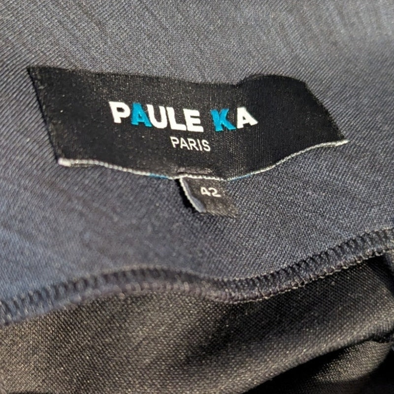 Paule Ka Pencil Wiggle Career Blue skirt Size 10 US FR 42 Wool Ruched Front NICE