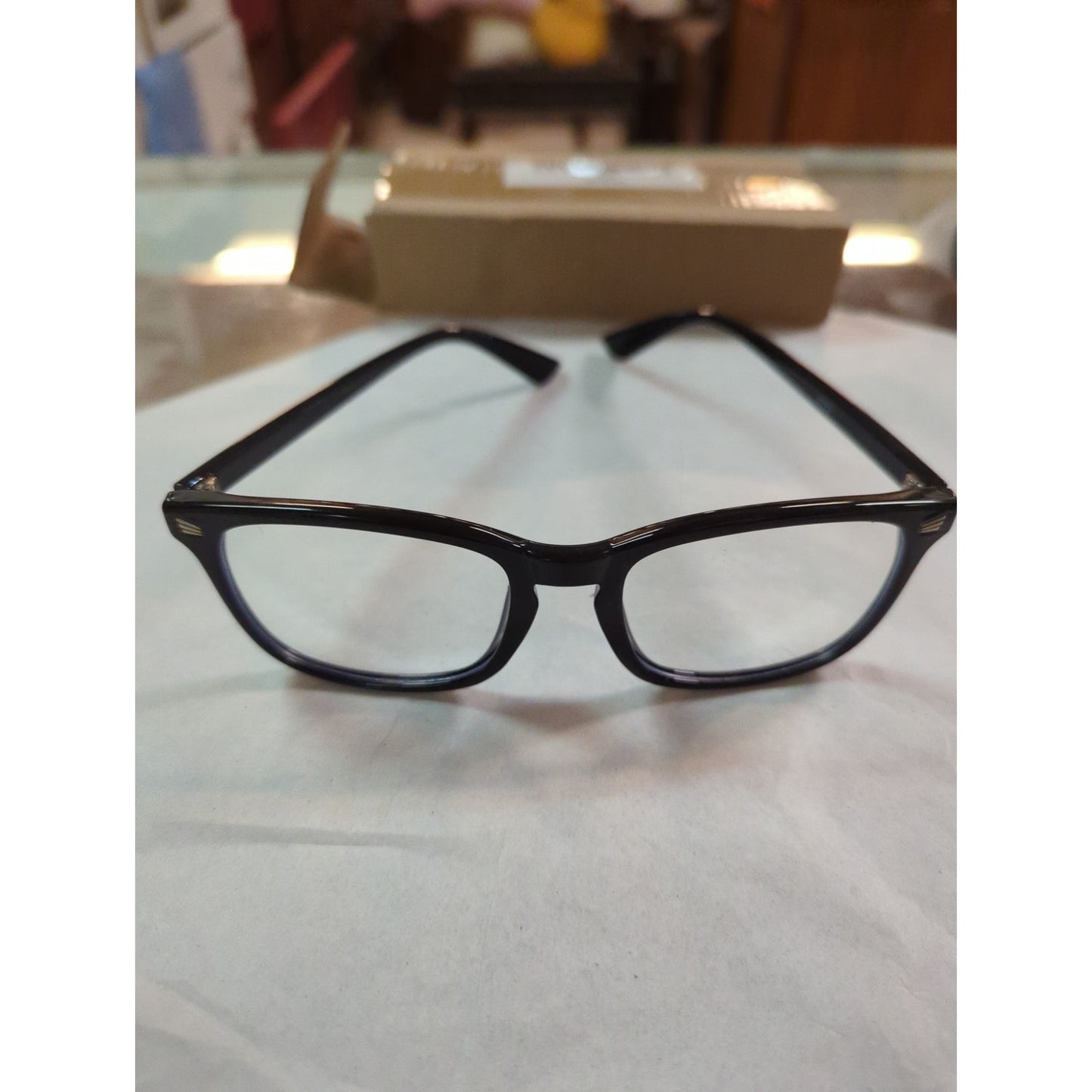 8082 Eyeglass Frames transparent blue anti blue light square glass black LG1070