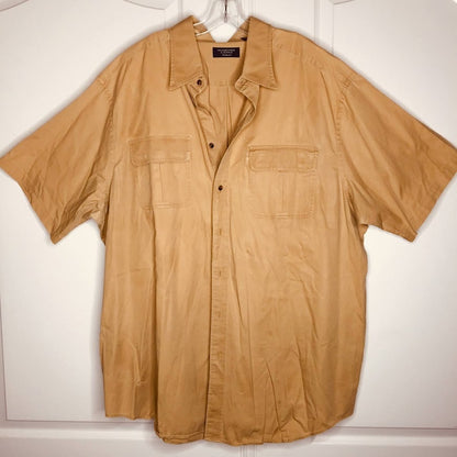 Roundtree & Yorke Outdoor Button Down Shirt 3XT Tall Khaki Short Sleeve