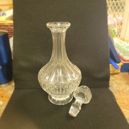 Decanter with domed Stopper EAPG FOOTED brandy Vintage 13” diamond pattern