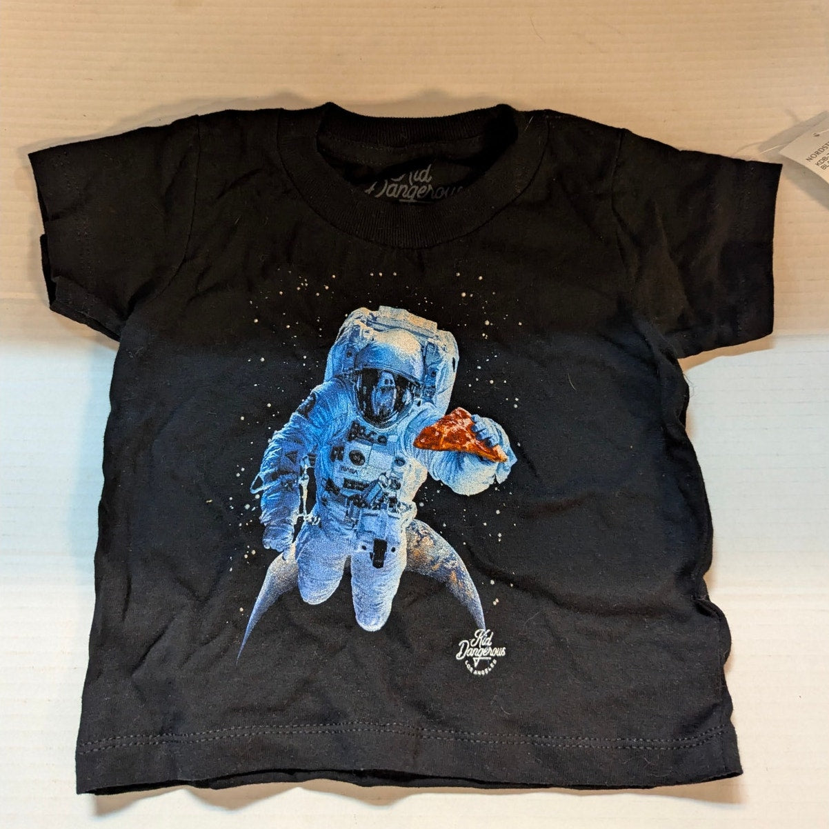 Streetwear Kid Dangerous Black Astronaut Graphic T-Shirt NWT Size 2