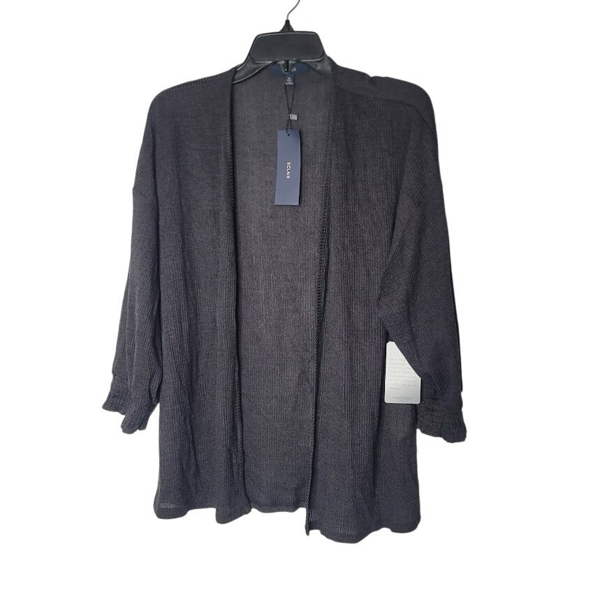 ECLAIR Size Medium Open front lightweight Cardigan elastic cuff Black Knit