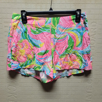 Lilly Pulitzer Size 4 Pink Green Blue shorts Pockets Side Zip Rayon Lightweight