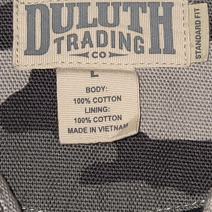 Duluth Trading Co. Men's Lined Shirt Jacket Large Grey Camo Workwear Shacket