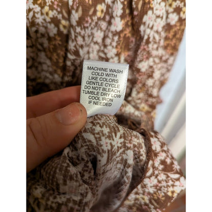 La La La Creative boho fesitval size xs tunic brown yellow floral blouse