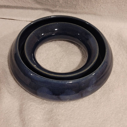 Flower Ring Blue HandPot  7" Stoneware Handmade Pottery Daisy Pansy Flower vase