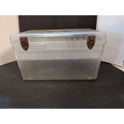 Vintage Clear Acrylic Sewing Case Crafts Organizer Storage Box Carrying Handle