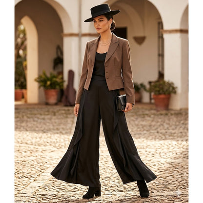 Antonio Melani Brown Cropped Pick Stitch Bolero Jacket Wool Blend Career Shrug 8