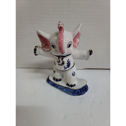 VINTAGE HAND PAINTED PORCELAIN ELEPHANT KARATE Surfer COIN PIGGY BANK BABY GIFT