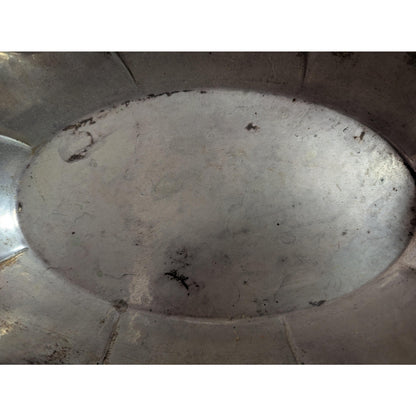 Vintage Antique Silver Plated Scalloped Oval Serving Bowl Fluted Dish