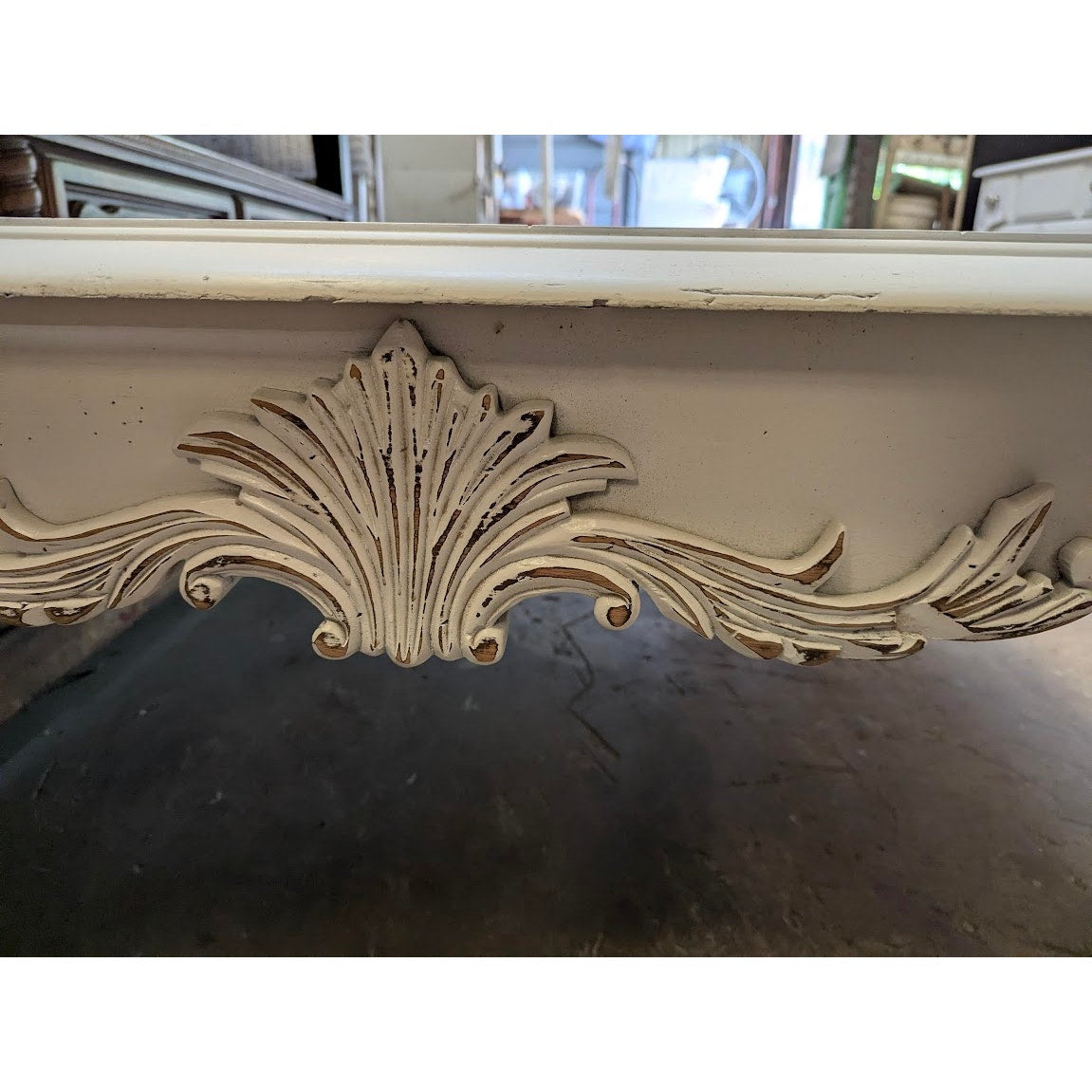Secondhand Sandies: LARGE white curvy shabby chic coffee table curvy 54"x38"x 19"