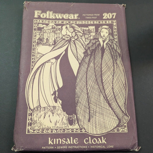 Vintage Folkwear 207 Kinsale Cloak Sewing Pattern 1970s Irish Cape & Hood