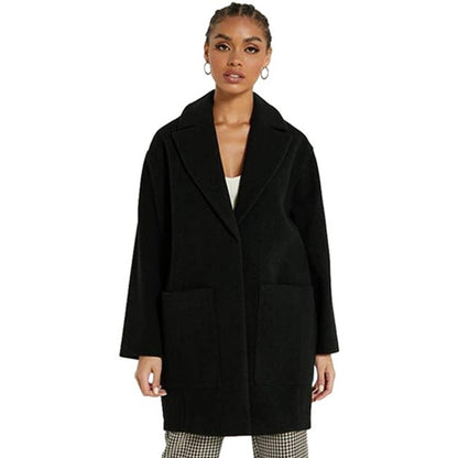 Topshop Longline Oversized Black Coat Pockets Snap Closure Womens Size 8 NEW