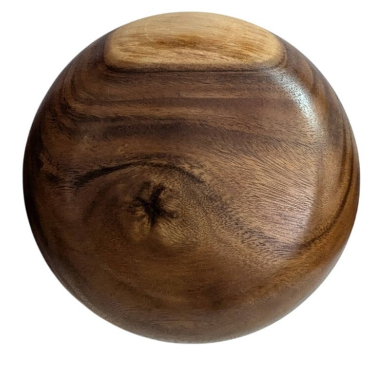Acacia Large 11" Wood Round Bowl Centerpiece Serving MCM Gorgeous two tone Grain