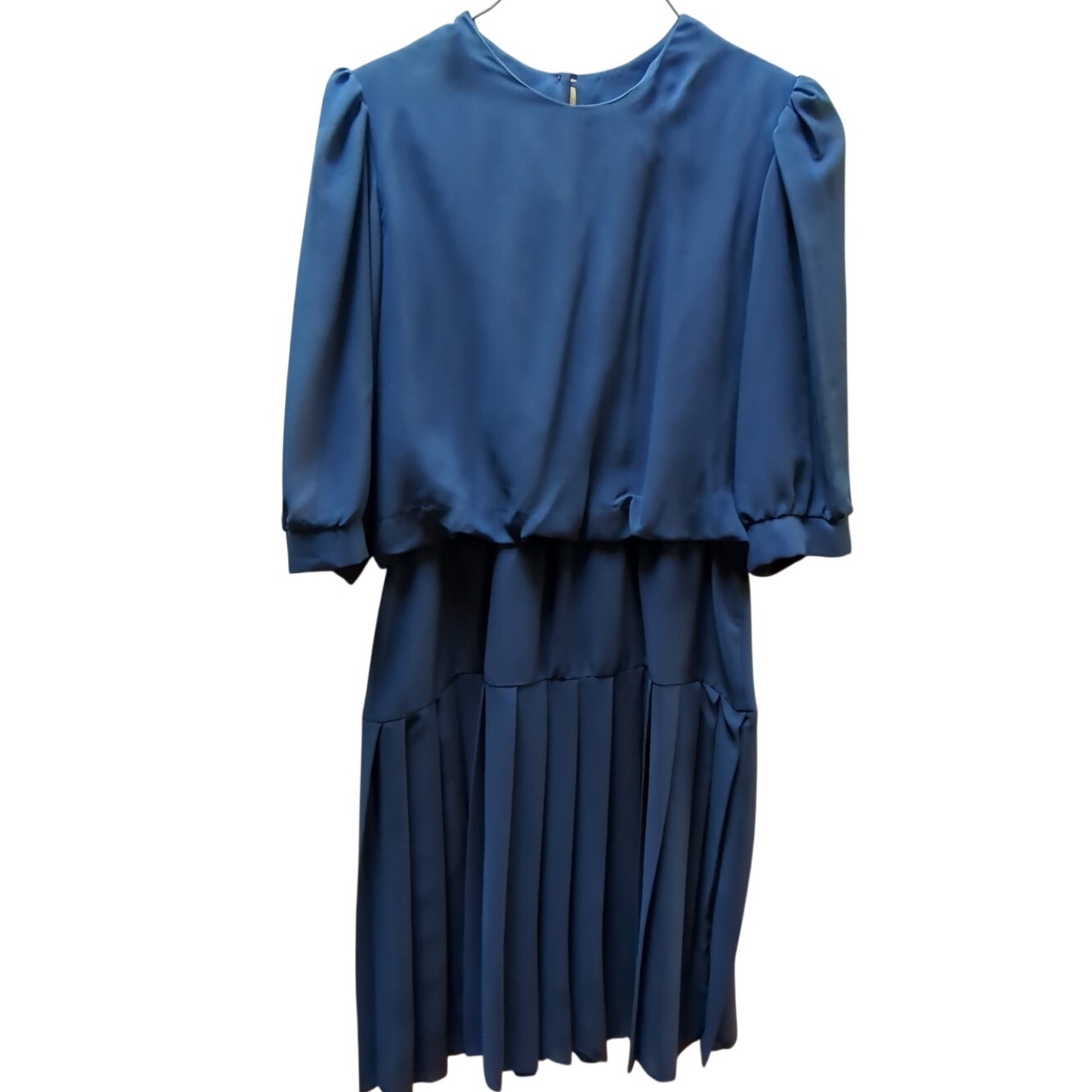 Vintage Simon Sez Royal Blue Pleated Blouse & Skirt Dress Set 15/16 Y2K 80s 90s