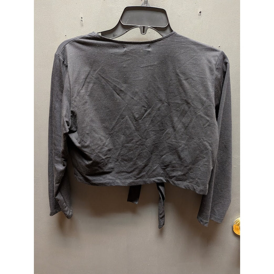 WD•NY Platinum Women's Charcoal Gray Silk-Blend Tie-Front Shrug NWT Size Large