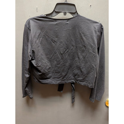 WD•NY Platinum Women's Charcoal Gray Silk-Blend Tie-Front Shrug NWT Size Large