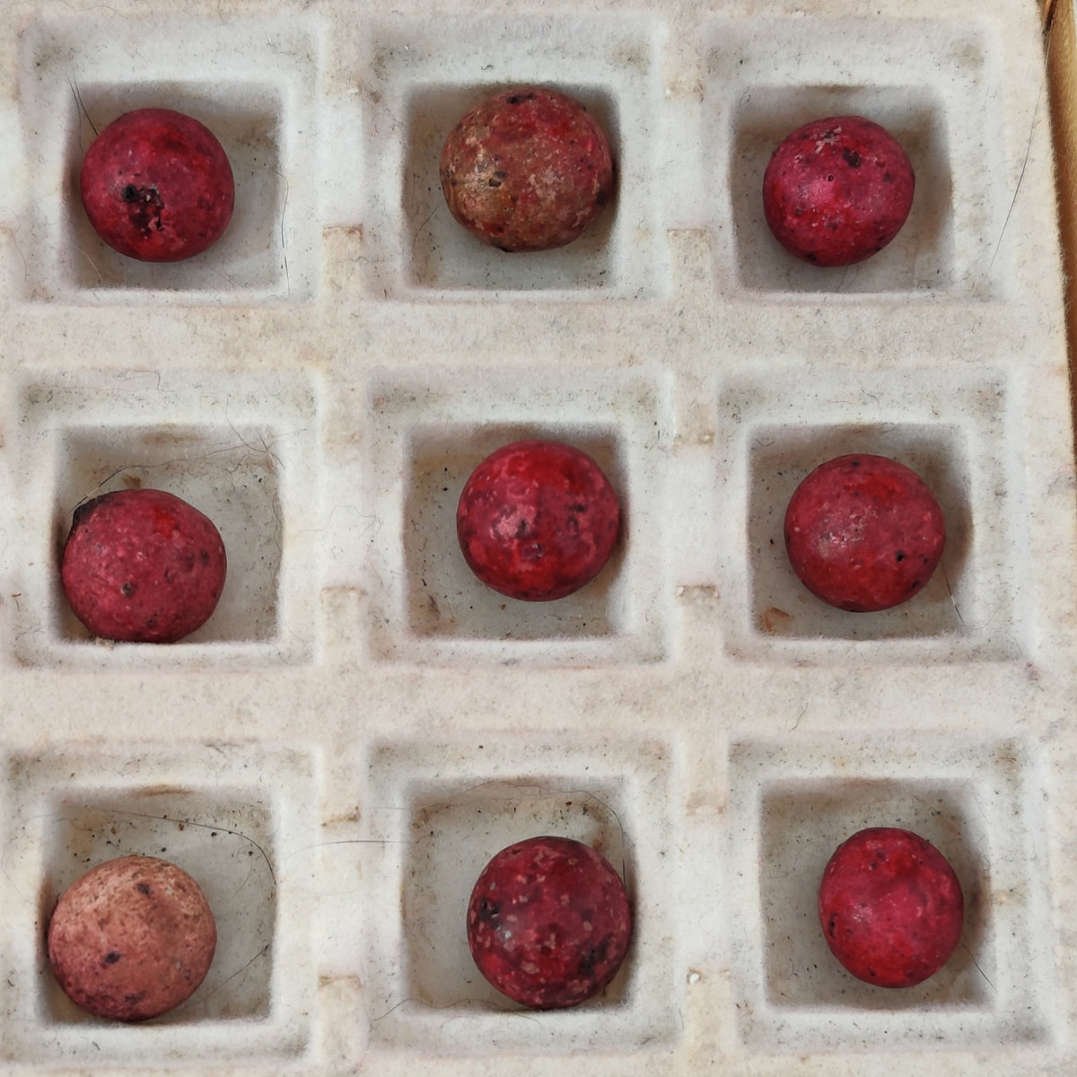 Antique German Handmade Clay Marbles Bulk Job Lot of 36 Red & Coral 9/16" #H16
