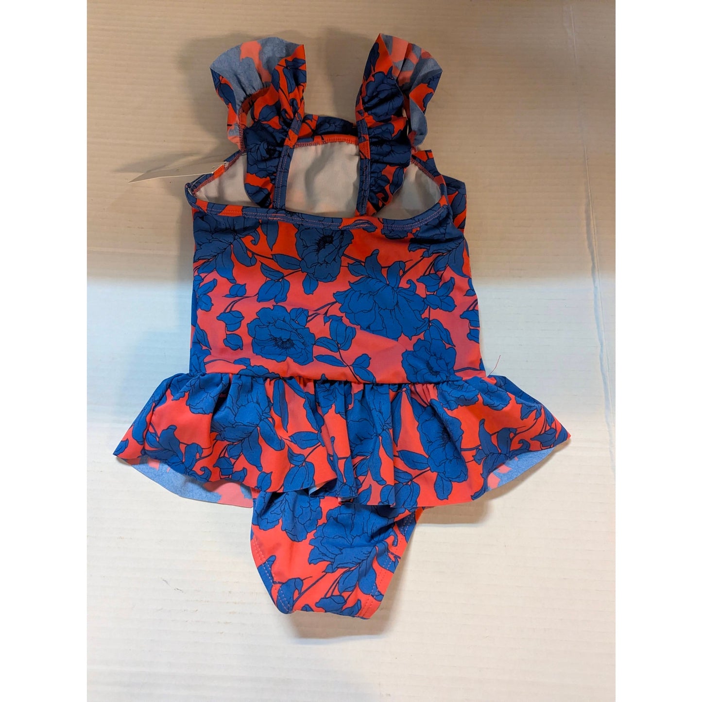 Janie and Jack Girls Pink Blue Floral Ruffle One-Piece Swimsuit Size 4 NWT