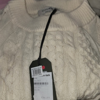 AllSaints Dilone Knitted Lambswool Sweater Dress Size SMALL BODYCON Chalk White