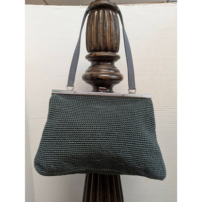 Vintage The Sak Slate Gray Crochet Frame Bag Silver Hardware Y2K