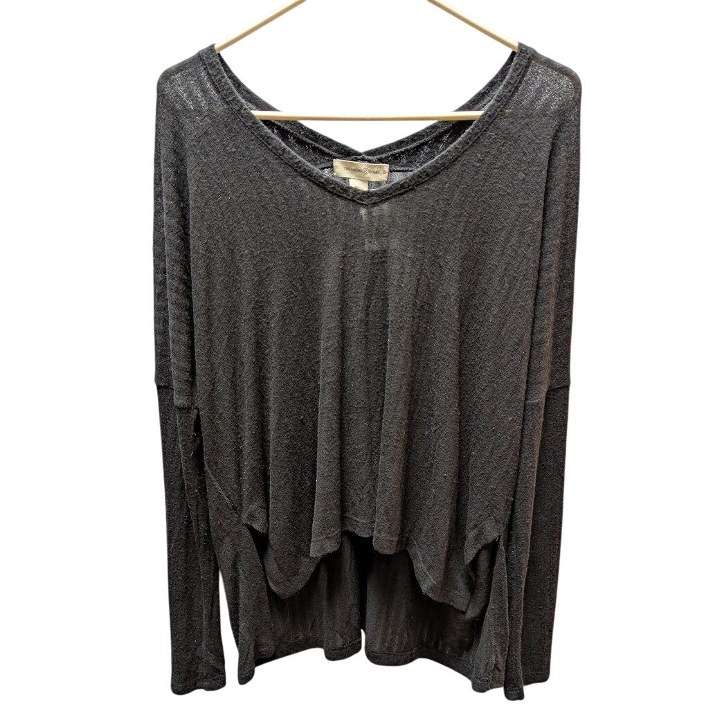 treasure & bond black lightweight knit long sleeve scoop neck sweater Size Large