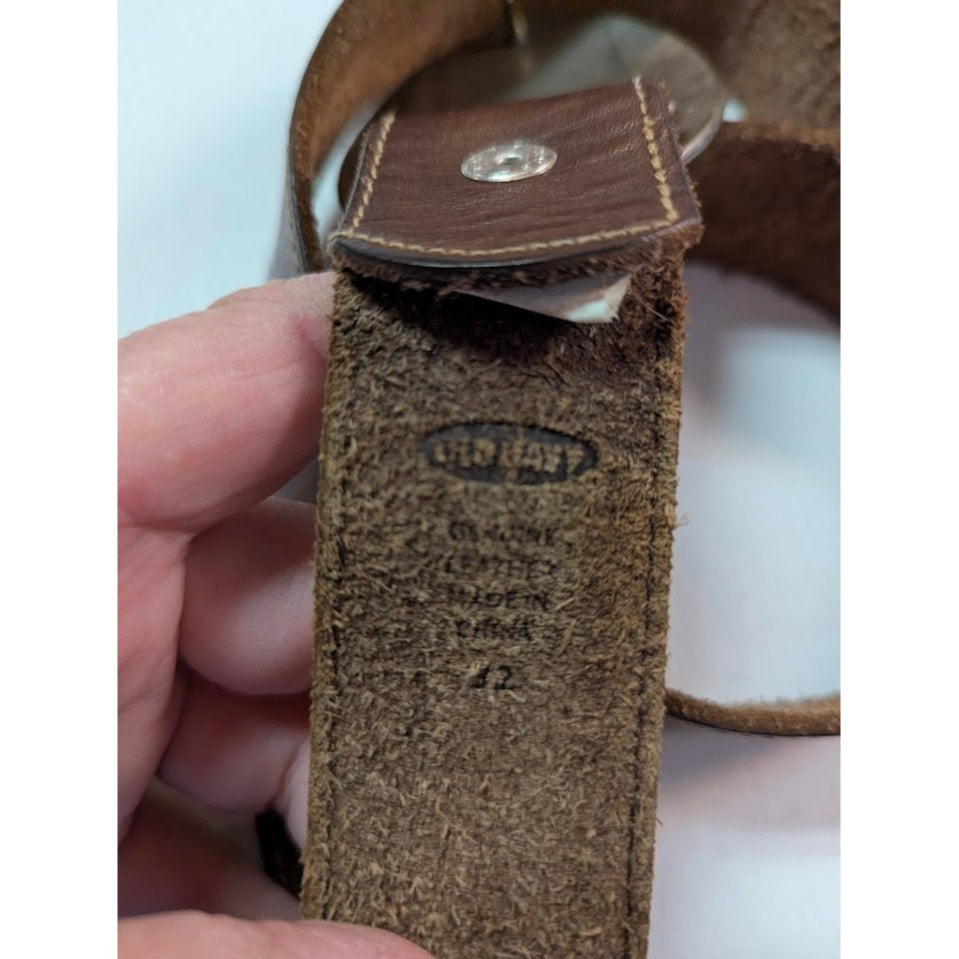 Old Navy Vintage Brown Leather Belt Oval Metal Buckle Boho Western Y2K Size 32