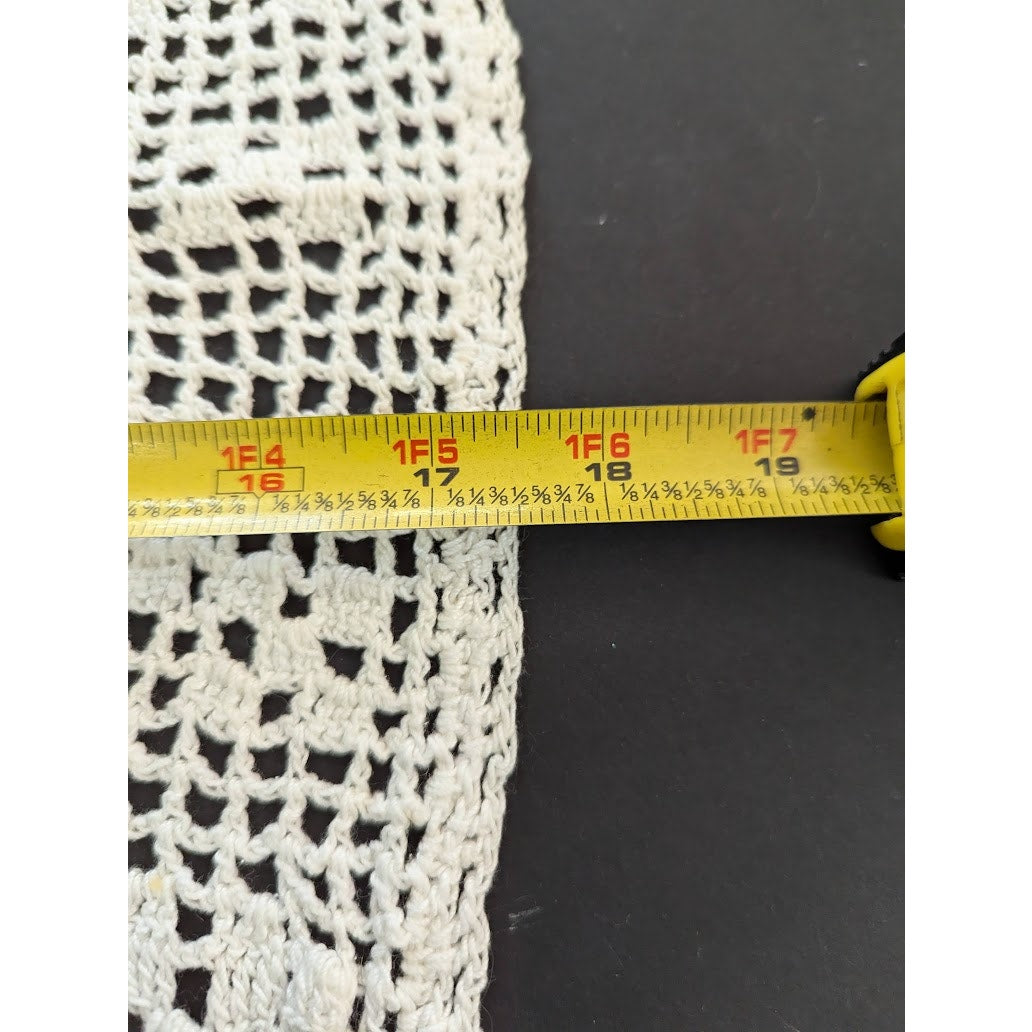 Vintage white rectangle Handmade crochet table runner NEEDS REPAIR and SAVING