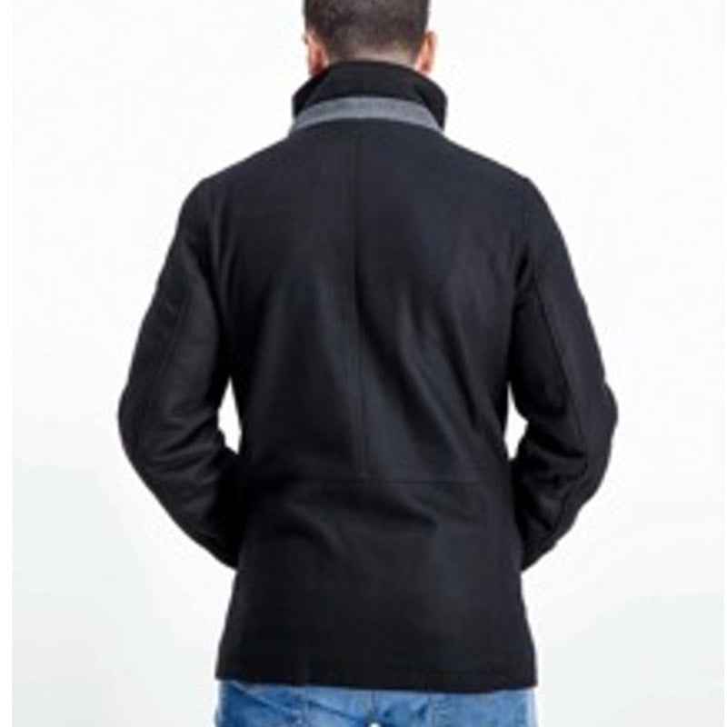 Kenneth Cole Wool Blend Car Coat Black Large Jacket NEW Single Breast pockets