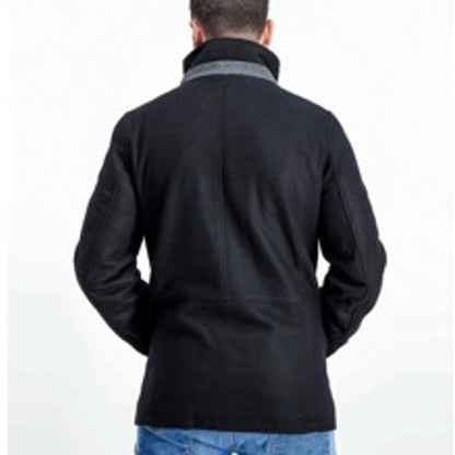 Kenneth Cole Wool Blend Car Coat Black Large Jacket NEW Single Breast pockets