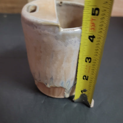 4Sure Ceramics Glazed Pottery Go Cup Half Lid Straw Hole Mid-Century Modern