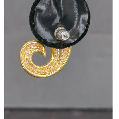 Vintage Matte Gold Tone Faux Pearl Swirl Stud Pierced Earrings