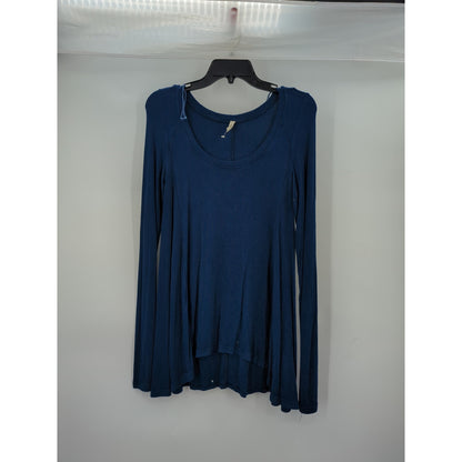 Free People We The Free Blue Ribbed Long Sleeve Tunic Top Small NWT