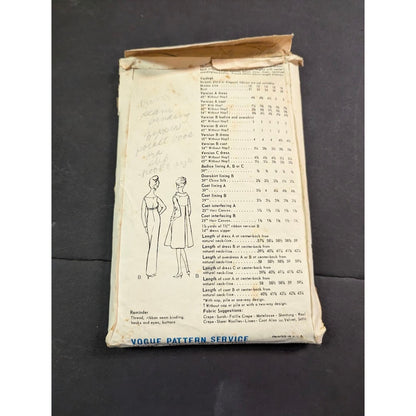 Vintage Pattern Sewing Crafts Hobby VOGUE 3084 Size 14 bust 34 hip 36
