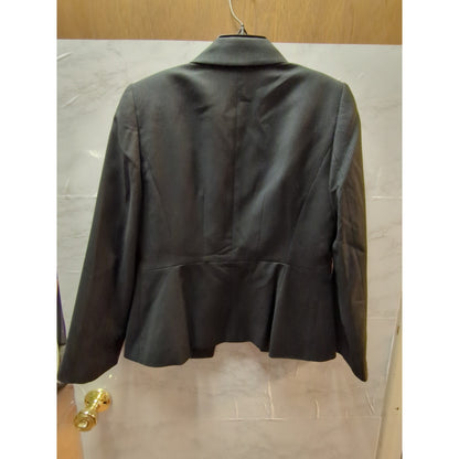 Tahari Arthur S. Levine Petite Charcoal Gray Pinstripe Peplum Blazer 6P Classic